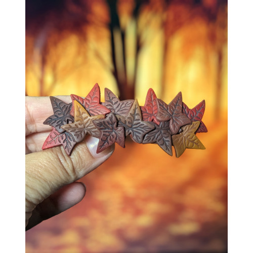 Hair barrette with autumn leaves