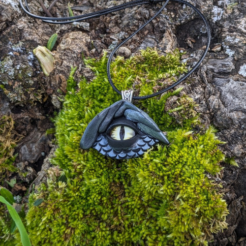 Dragon eye with yellow iris and...